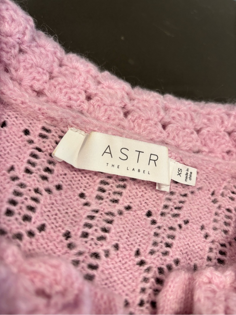 ASTR Lavender Pink Wool Knit Collar Short-Sleeve Cardigan - Picture 5 of 10